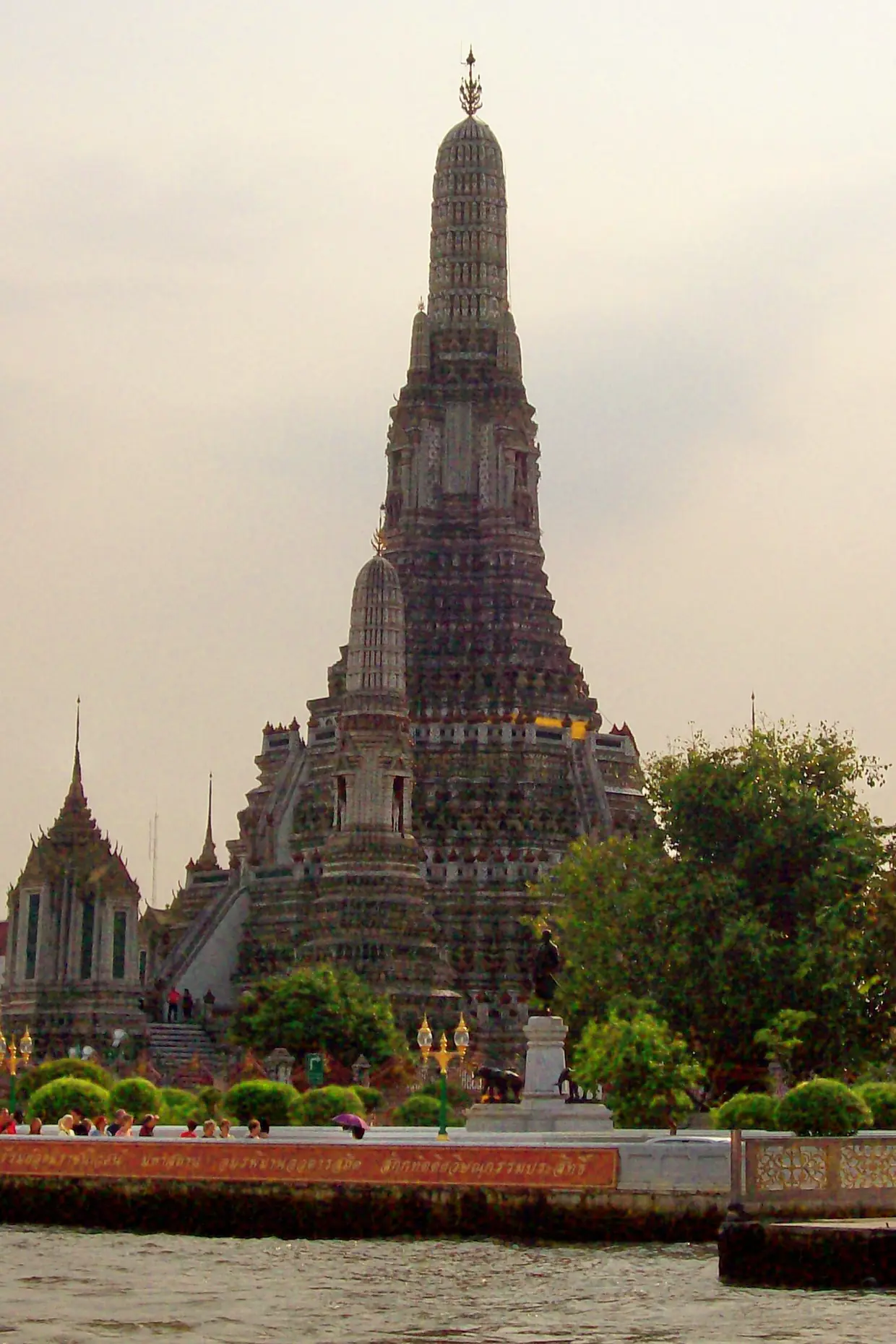 The prang of Wat Arun seen from the Chao Phraya river