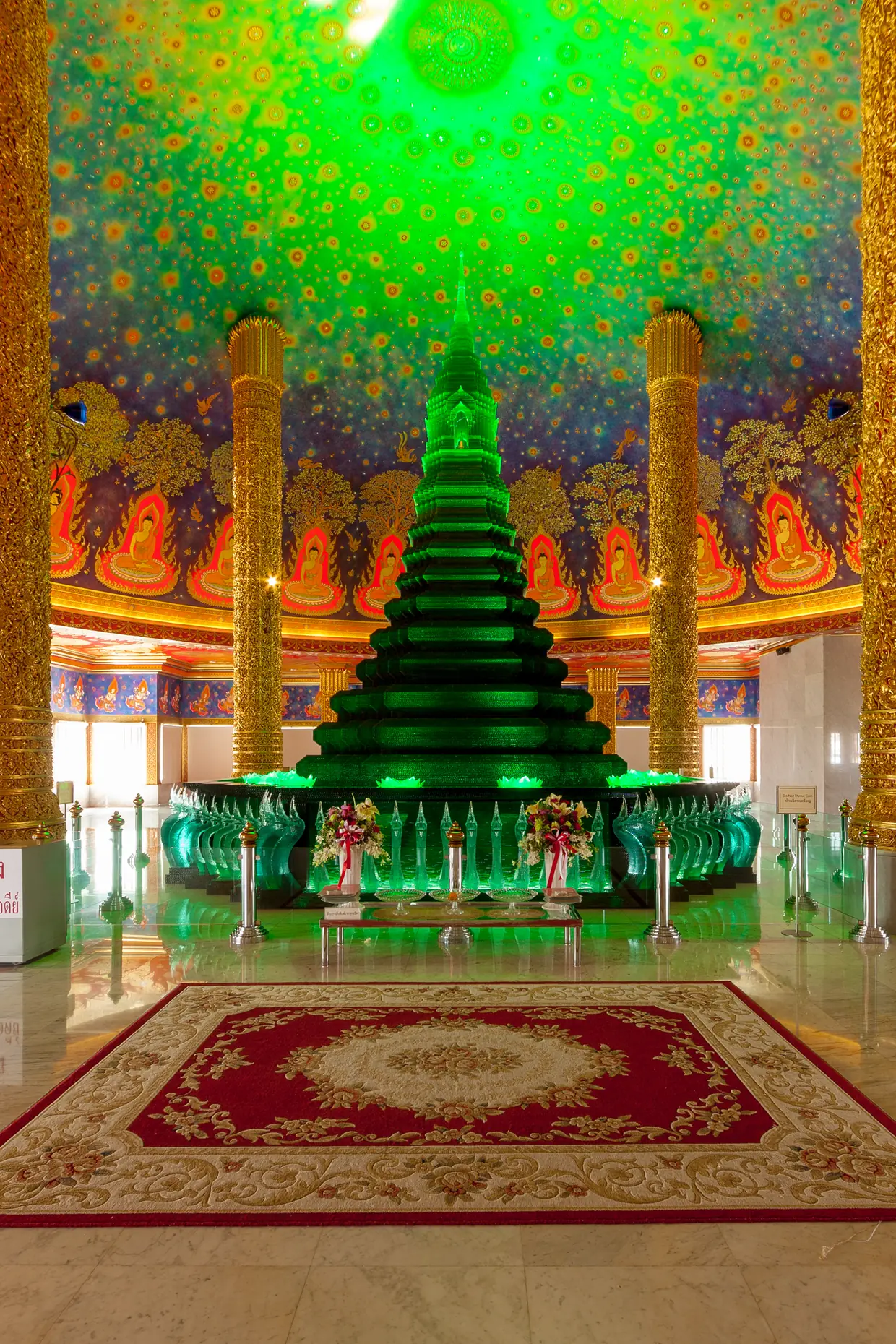 The green glass stupa inside Wat Paknam